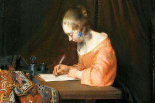 Gerard ter Borgh, Briefschrijfster, circa 1655.
Collectie: Mauritshuis, Den Haag.